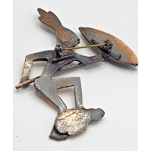 Artisan Novelty Copper Brooch Pin 3in - Picture 3 of 3